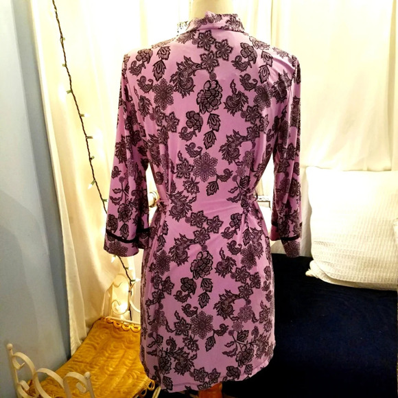 Gown and Robe Set by Linea Donatella Stretch Lavender & Black Size Small… - Picture 3 of 5